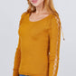 Long Sleeve W/strappy Detail Round Neck Rib Sweater Top