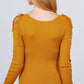 Long Sleeve W/strappy Detail Round Neck Rib Sweater Top