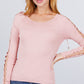 Long Sleeve W/strappy Detail Round Neck Rib Sweater Top