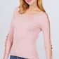 Long Sleeve W/strappy Detail Round Neck Rib Sweater Top