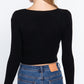 V-neck Front Knotted Crop Sweater