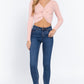 V-neck Front Knotted Crop Sweater