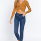 V-neck Front Knotted Crop Sweater