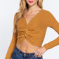 V-neck Front Knotted Crop Sweater