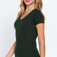 Short Sleeve V-neck Rib Top