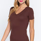 Short Sleeve V-neck Rib Top