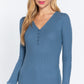 Long Slv V-neck Placket Thermal Top