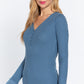 Long Slv V-neck Placket Thermal Top