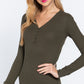 Long Slv V-neck Placket Thermal Top