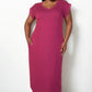 Plus Size Hidden Pocket Batwing Sleeve V Neck Long Dress