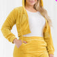 Plus Size Velour Crop Zip Up Hoodie And Shorts Set