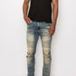 Men Creased Biker Denim Jeans