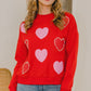 Heart Pattern With Pearl Embellished Sweatshirts