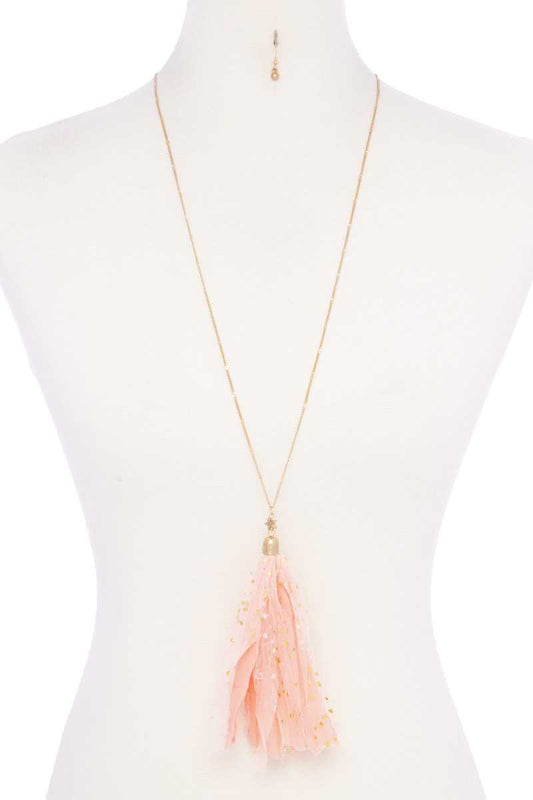 Metallic Stars Tulle Tassel Necklace