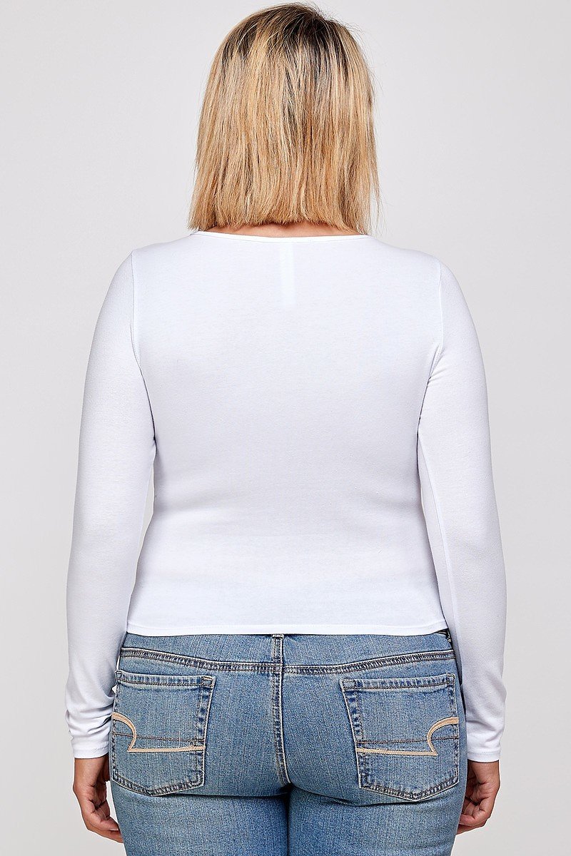 Solid Round Neck Top, With Long Sleeves, And Cut-out Detail