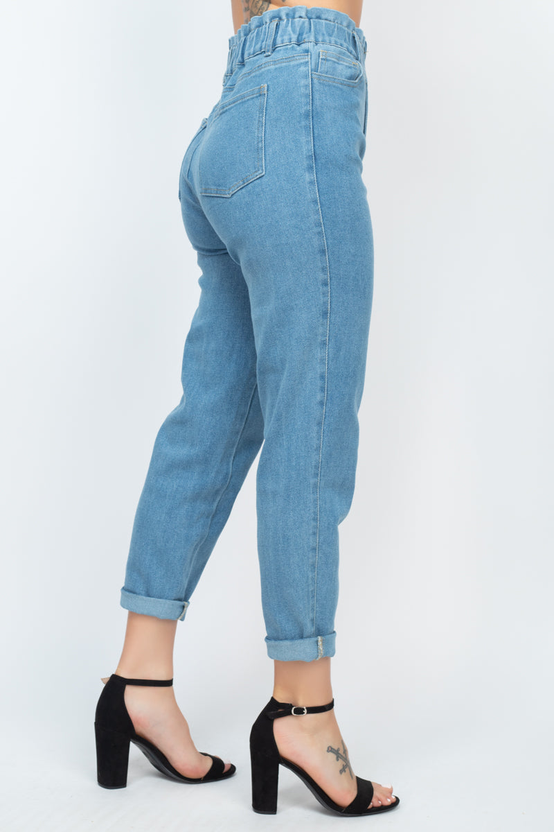 Double Button High-waisted Jeans