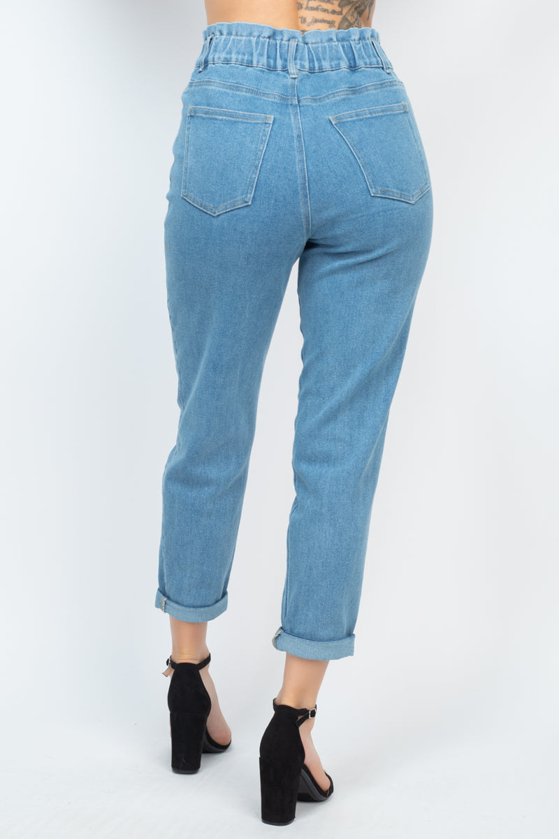 Double Button High-waisted Jeans