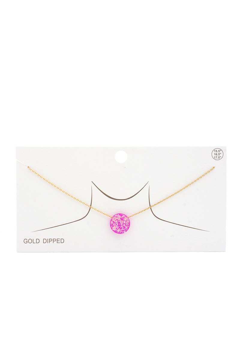 Iridescent Circle Gold Dipped Necklace