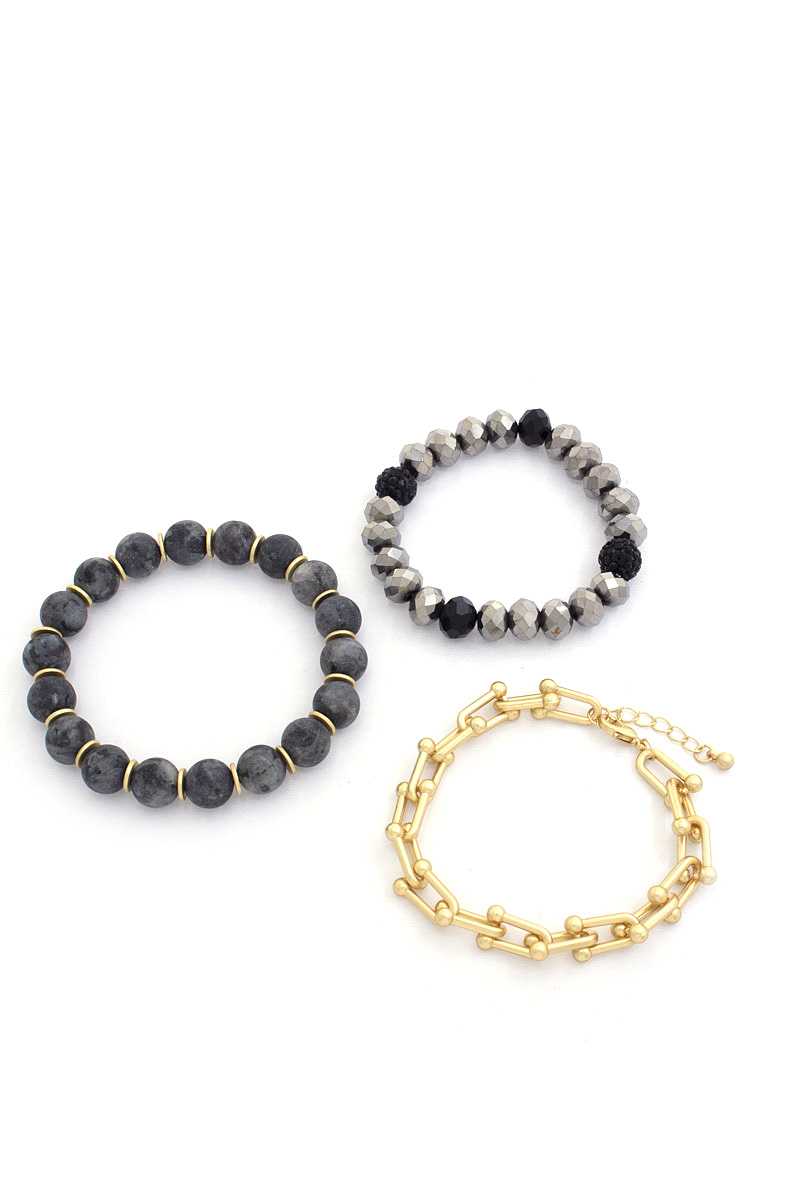 U Link Stone Beaded Bracelet Set.