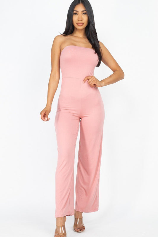 Solid Strapless Jumpsuit