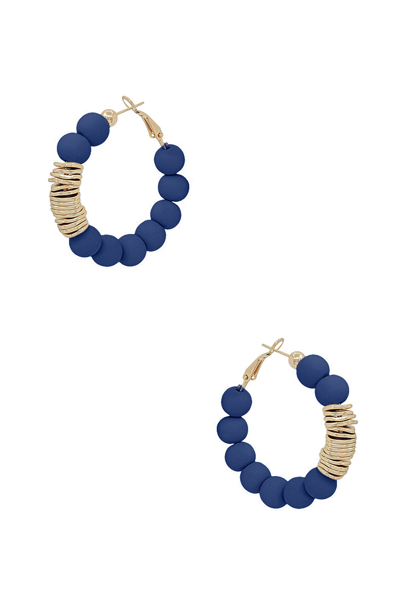 Clay Ball With Metal Accent Hoop Earring