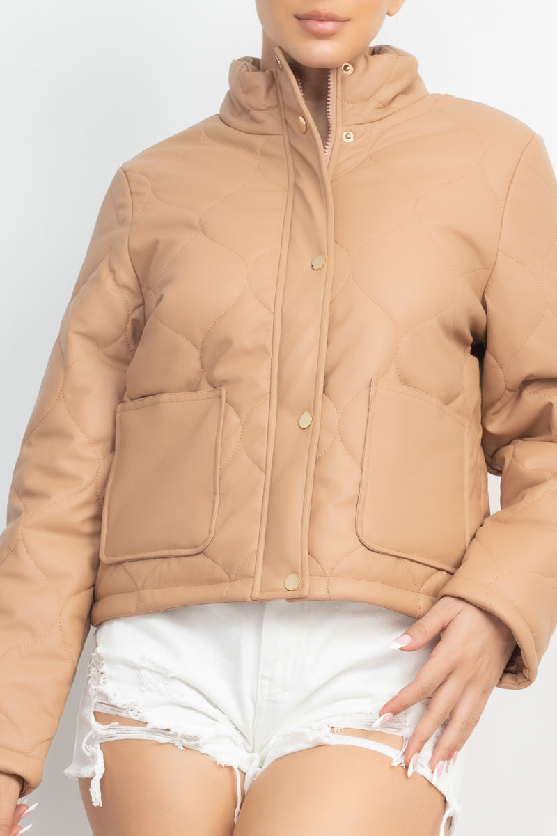 Mock Neck Quilted Jacket