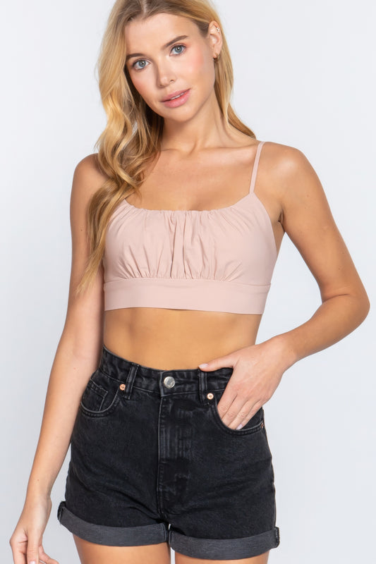 Back Ribbon Tie Cami Crop Top