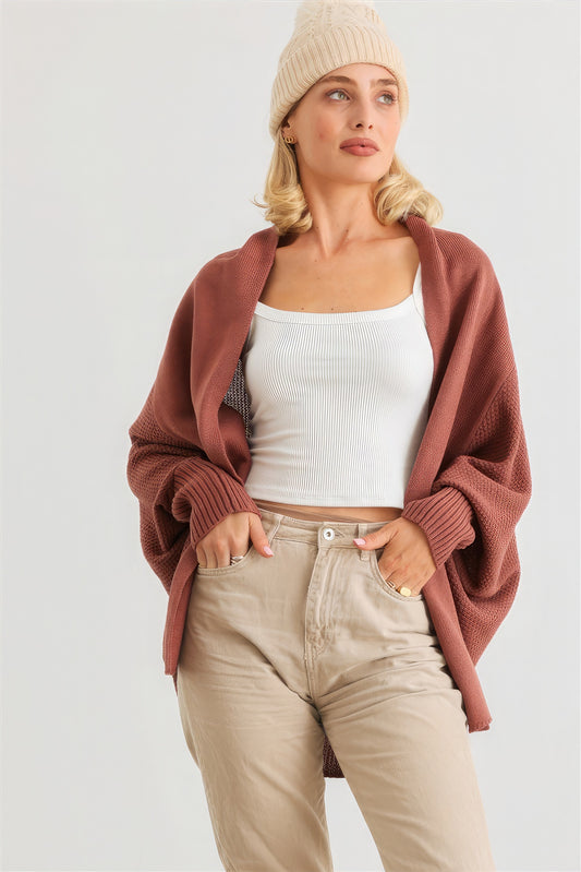 Batwing Sleeve Open Front Cardigan