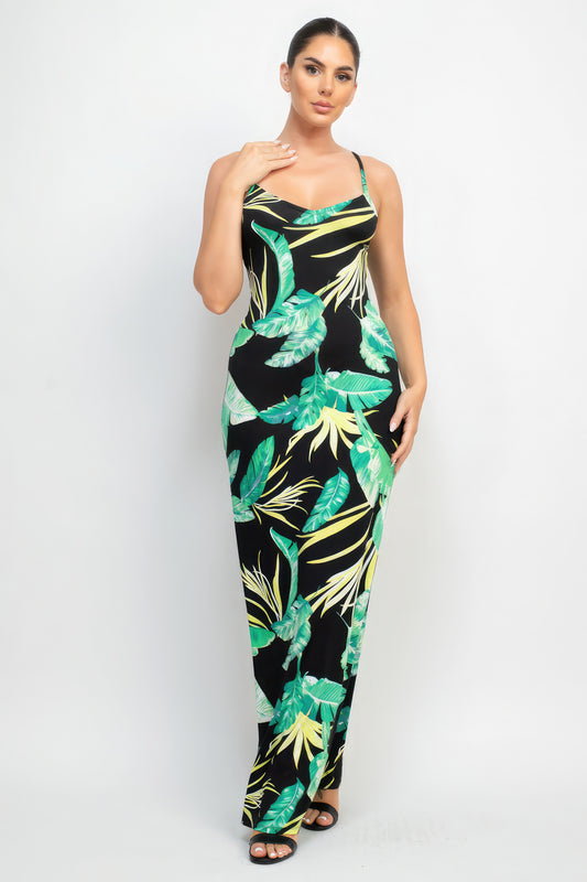 Scoop Tropical Print Maxi Dress