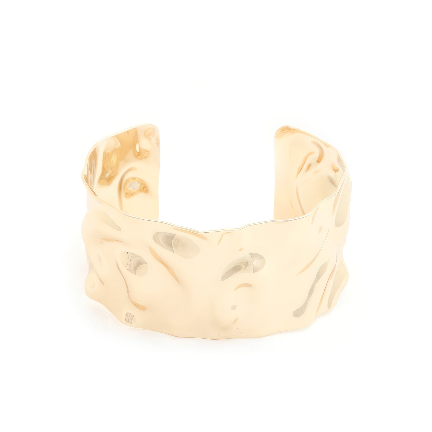 Wide Hammered Metal Cuff Bracelet